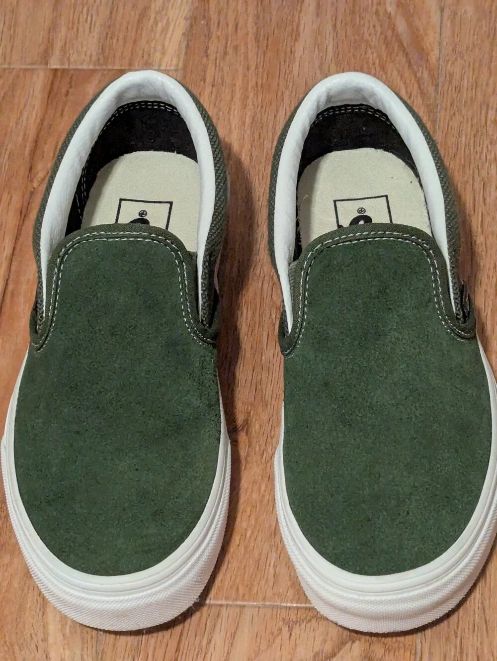 Vans Olive Green Suede Slip-On Sneakers